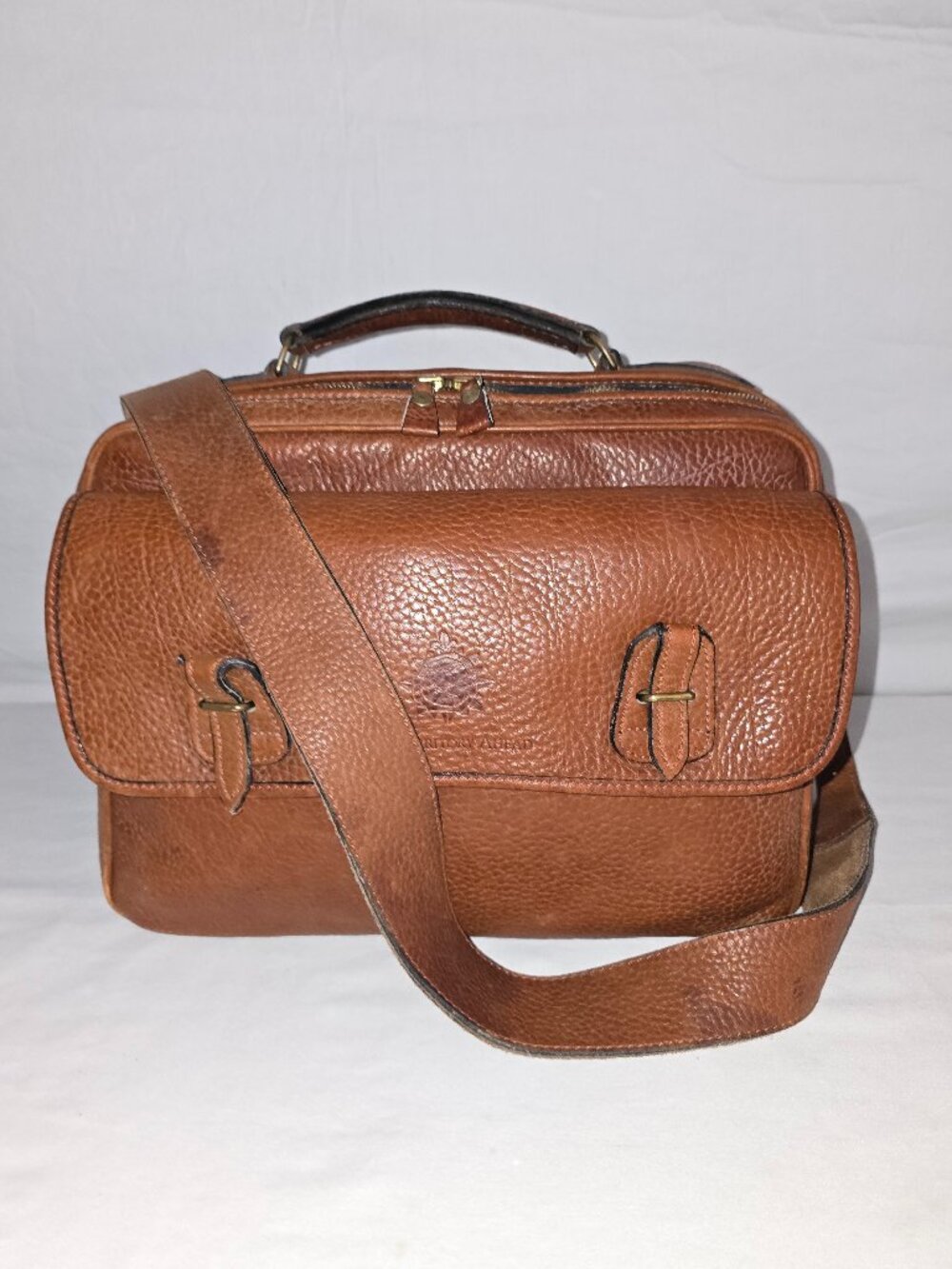 Vintage Territory Ahead Brown Full Grain Leather Overnight Weekender Travel Bag